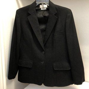 Vintage 80s Evan Picone Lord & Taylor black wool blend blazer